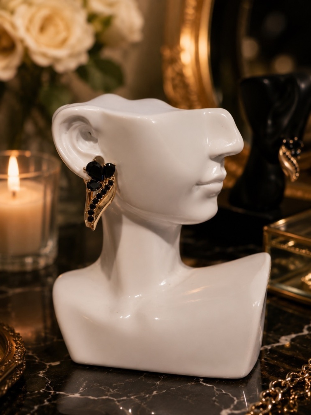 Elegant Black and Gold Women's Earrings